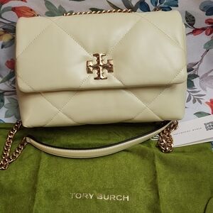 Tory Burch Kira Diamond Quilt Fozen Zest Leather Small Shoulder Bag Handbag NWT